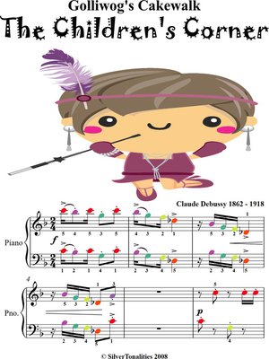 cover image of Golliwog's Cakewalk Easy Piano Sheet Music with Colored Notes